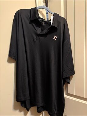 ZELOS Black Polo with Pink Logo Accent